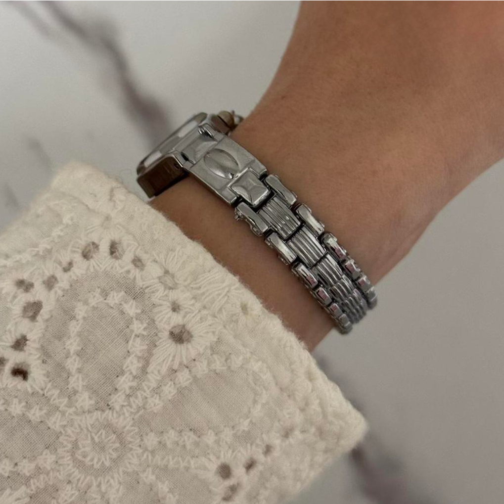 Silver/Pink Watch Heart Charm