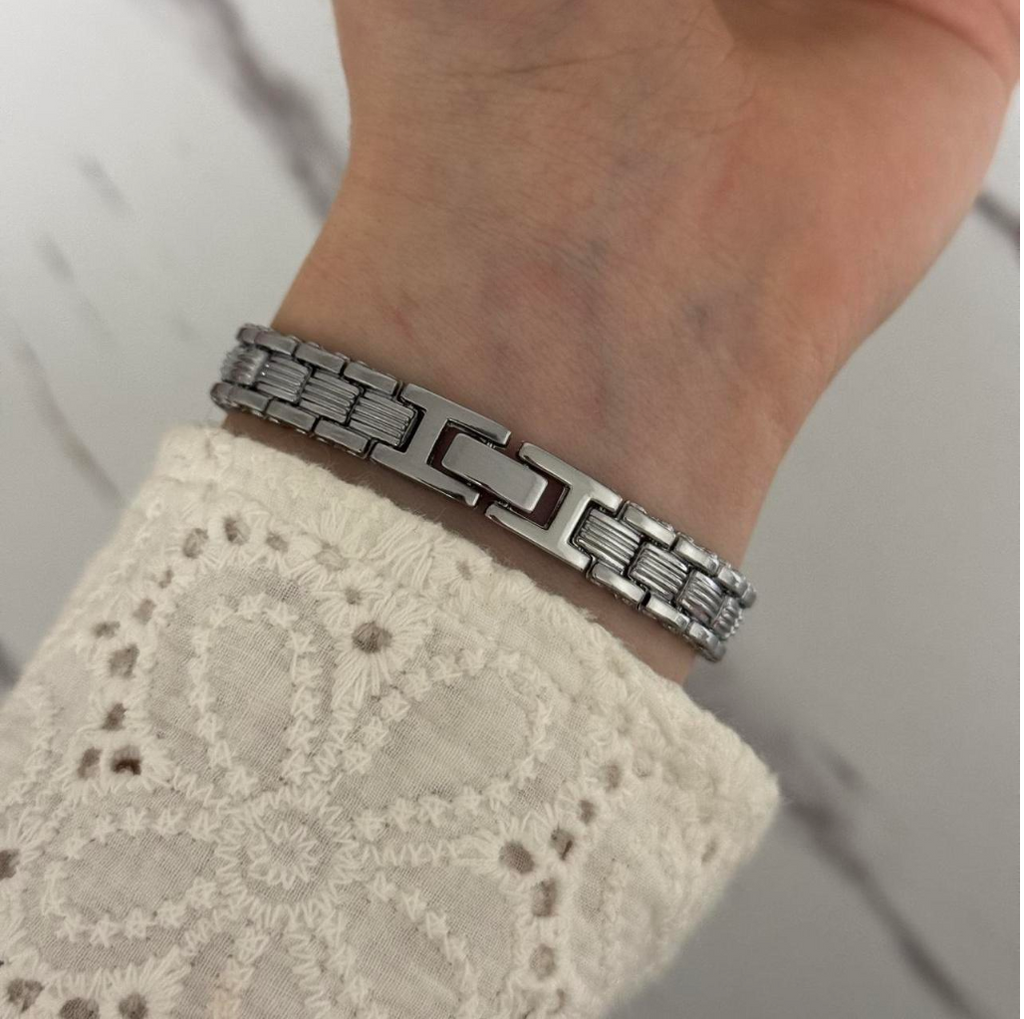 Silver/Pink Watch Heart Charm