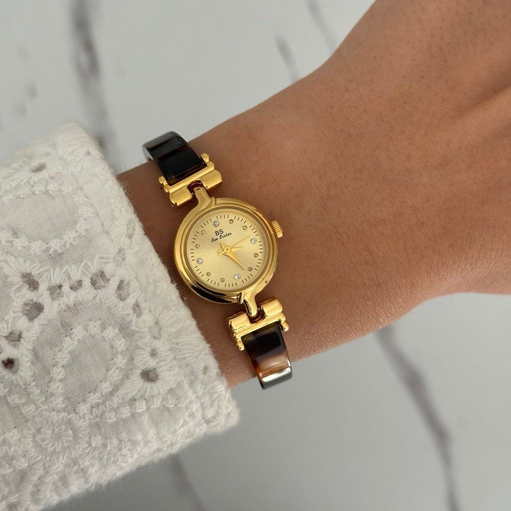 Gold/Brown Mini watch Bracelet