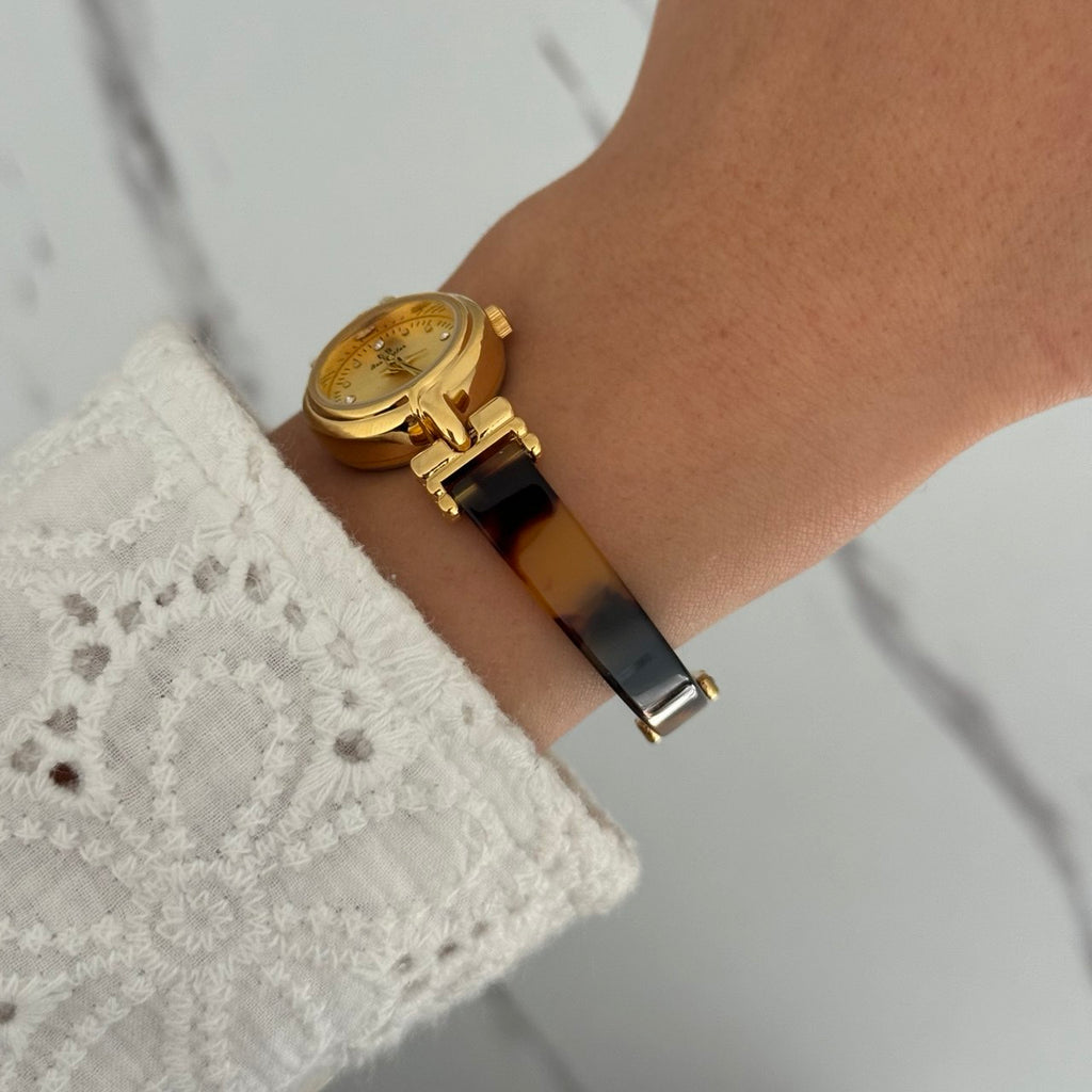 Gold/Brown Mini watch Bracelet