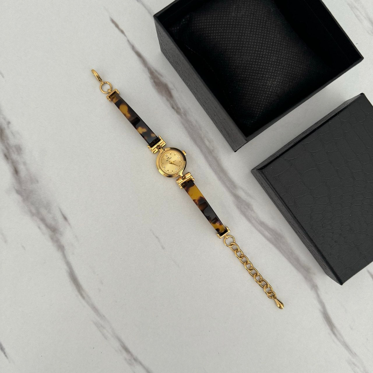 Gold/Brown Mini watch Bracelet