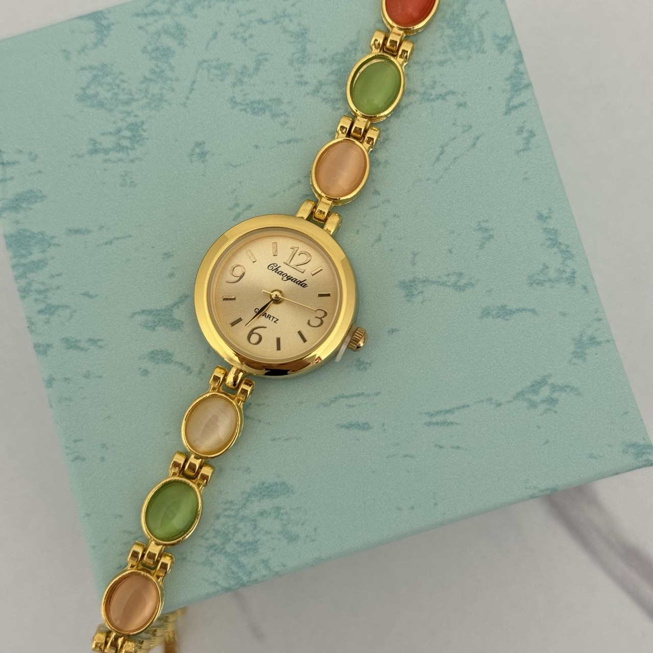 Vintage Inspired Gold/Multicolour Mini Watch
