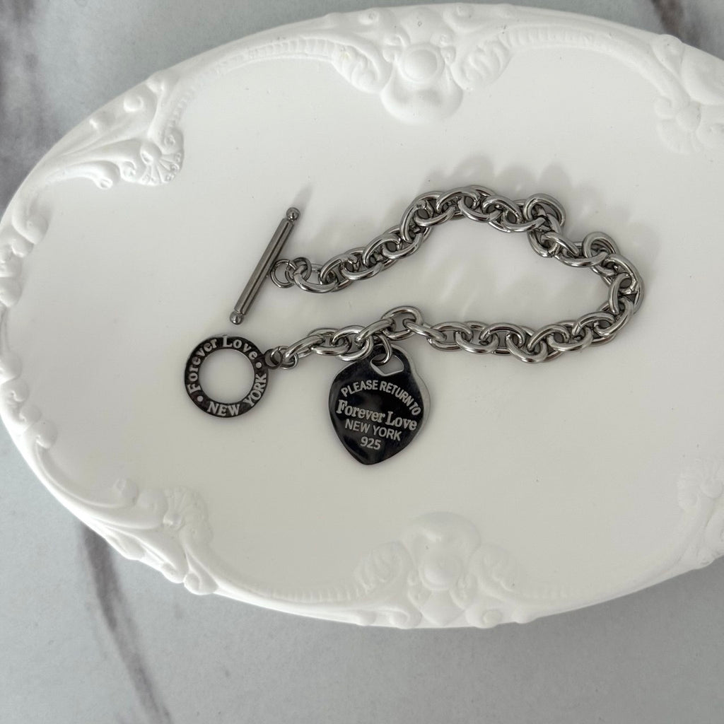 Silver Bracelet Pendant Forever Love New-York