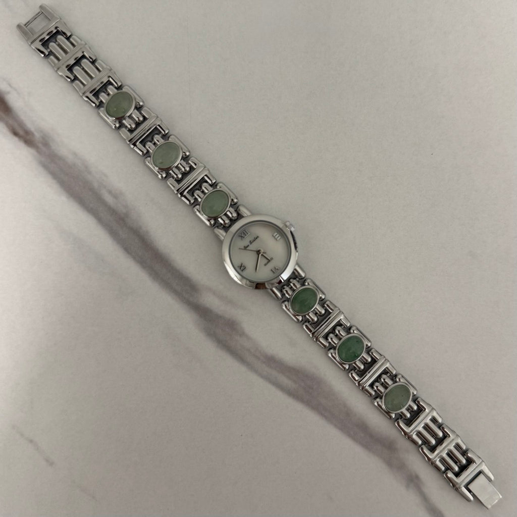 Silver/Green Stones Mini Watch