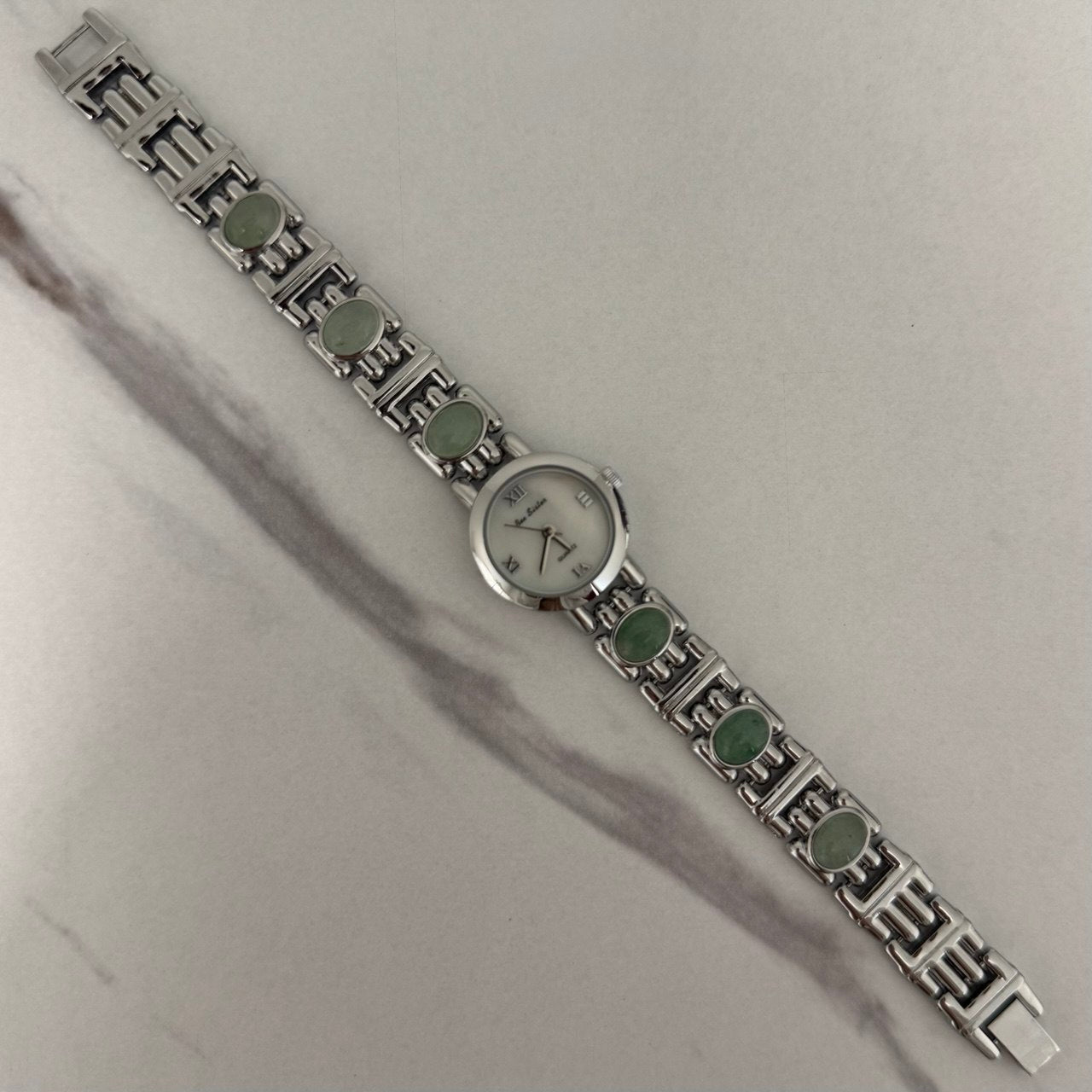 Silver/Green Stones Mini Watch