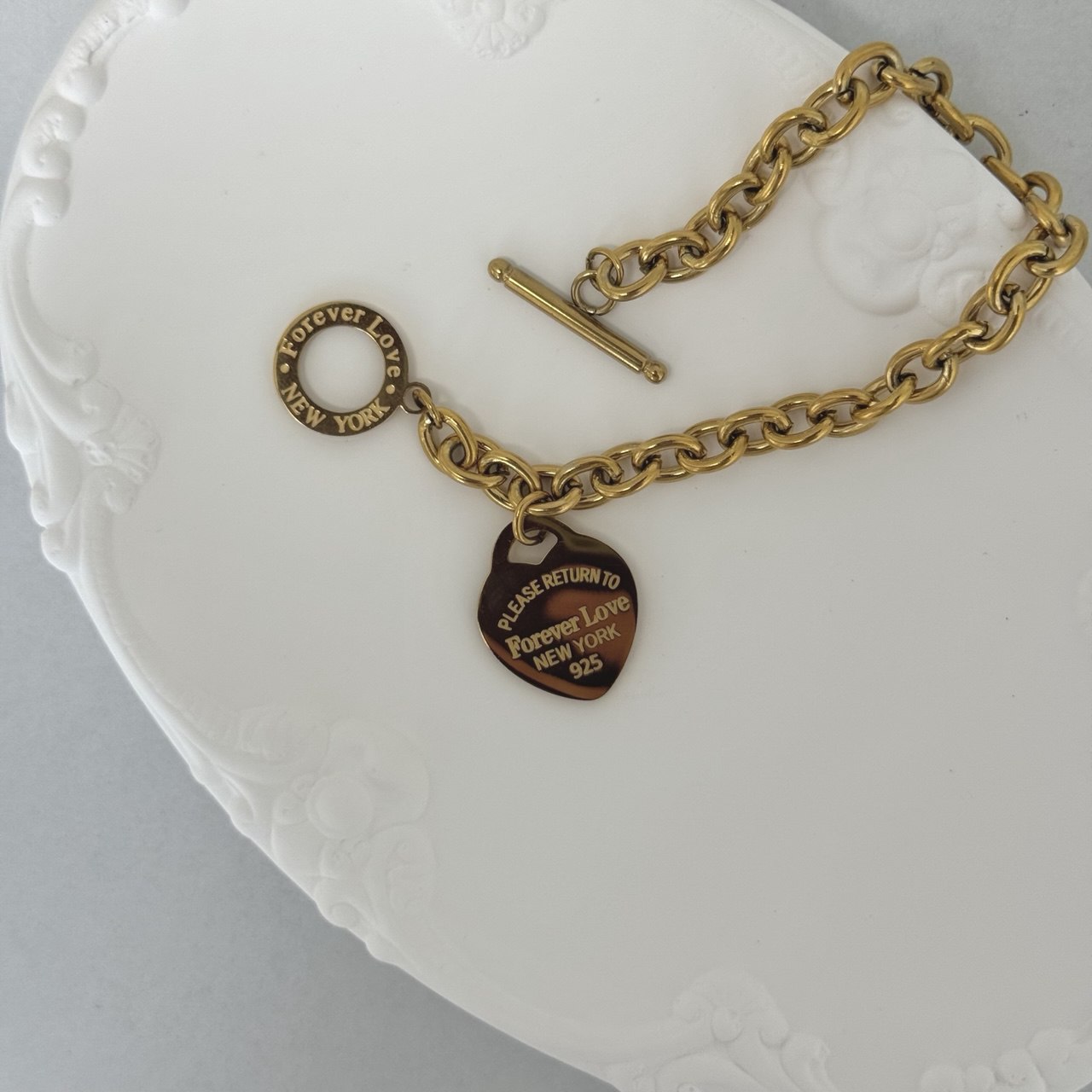 Gold Bracelet Pendant Forever Love New-York