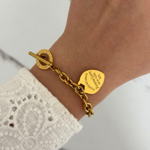 Gold Bracelet Pendant Forever Love New-York