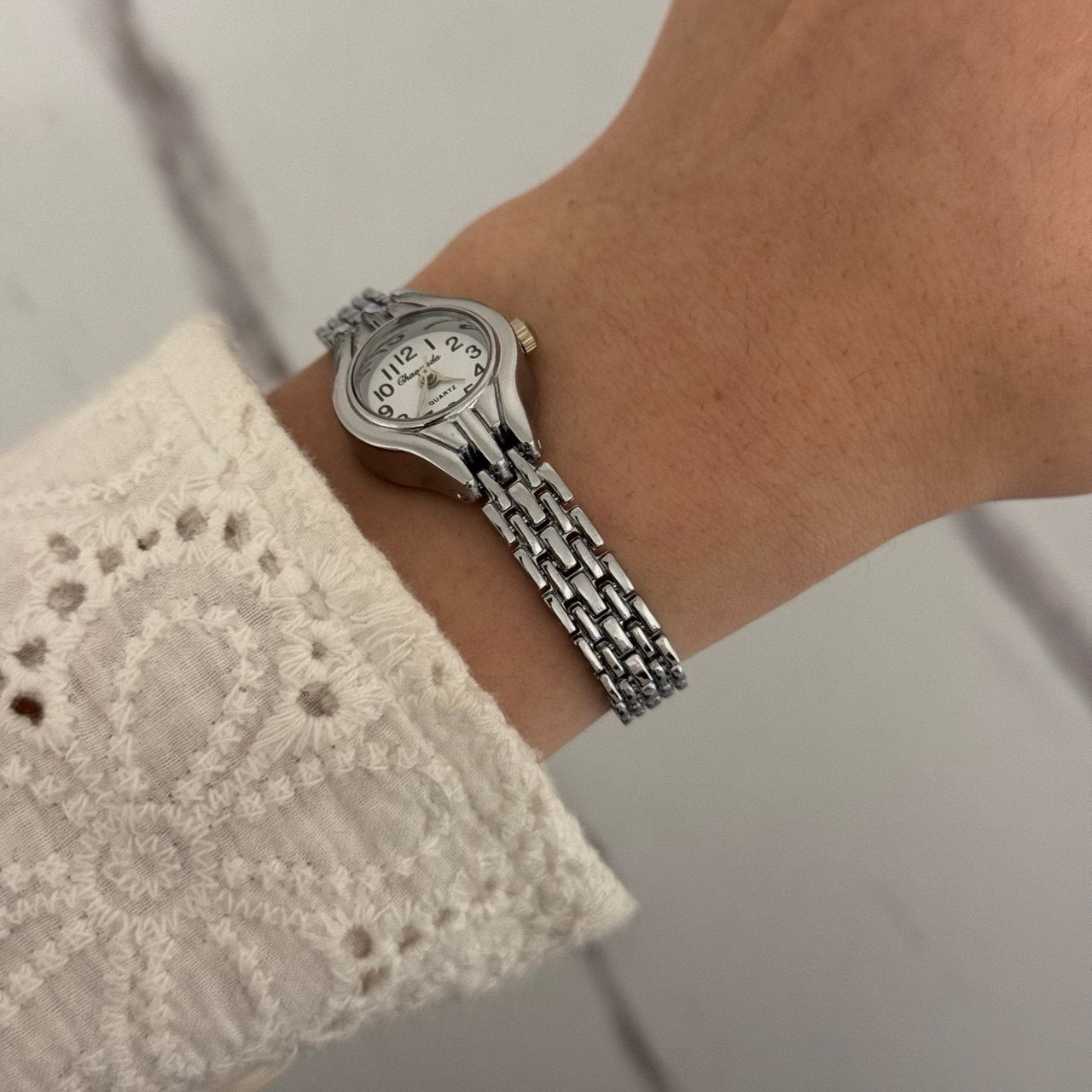 Vintage style Silver/White Watch Bracelet