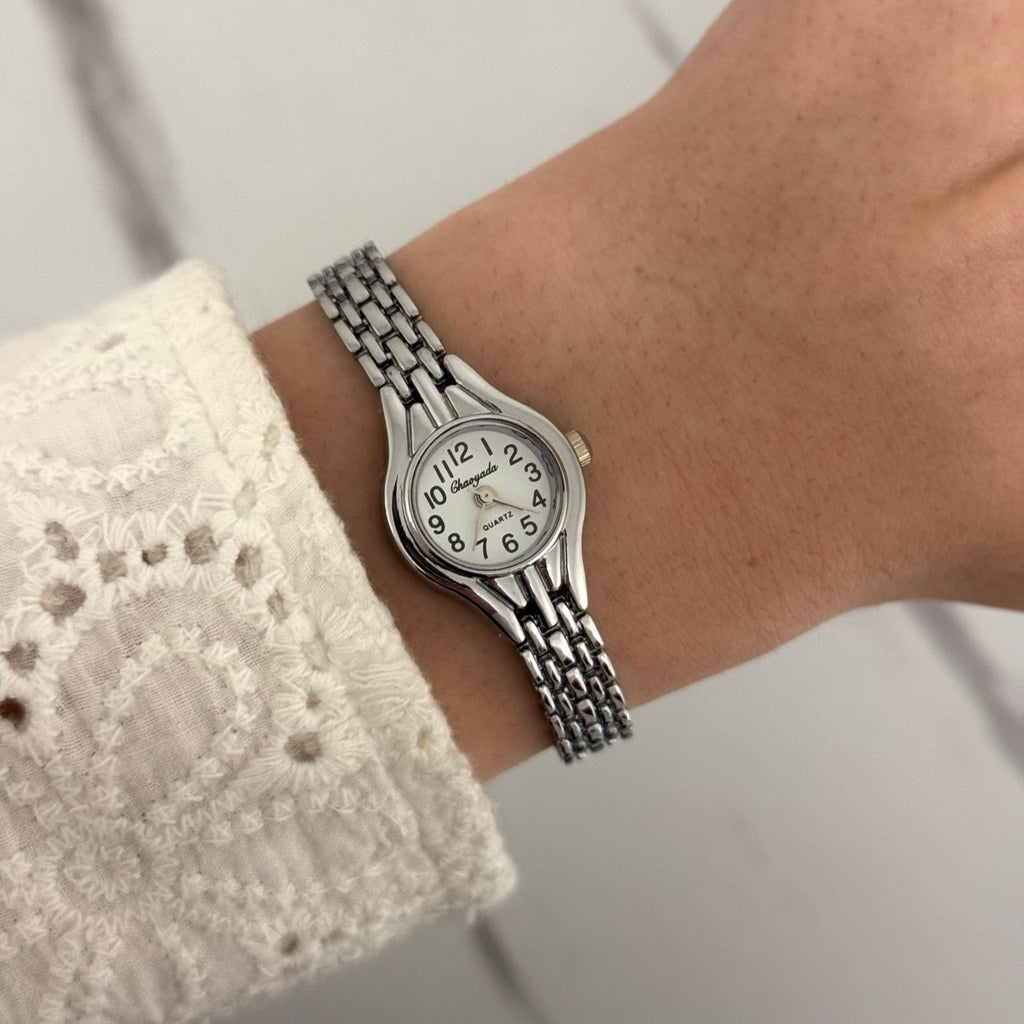 Vintage style Silver/White Watch Bracelet