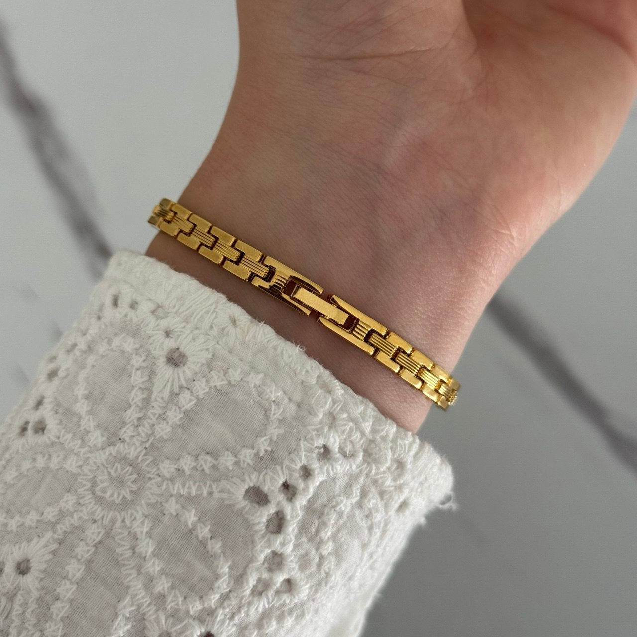 Gold/Brown Marble Inserts Mini Watch