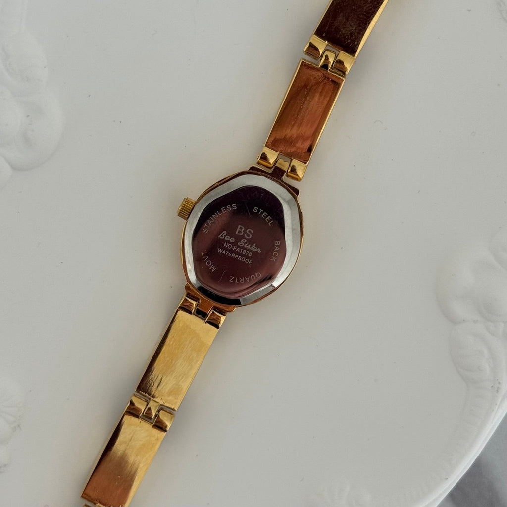 Gold/Brown Marble Inserts Mini Watch