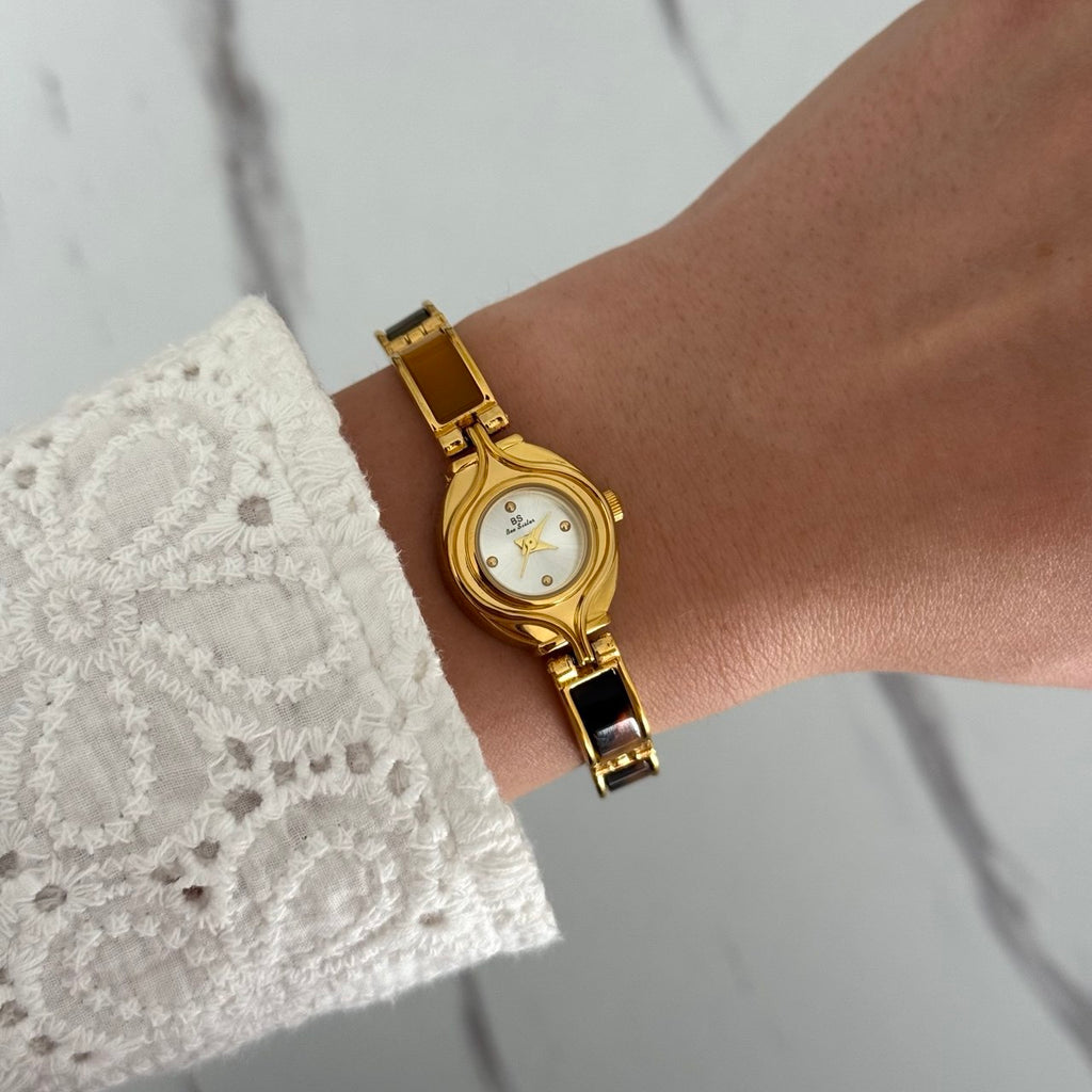 Gold/Brown Marble Inserts Mini Watch