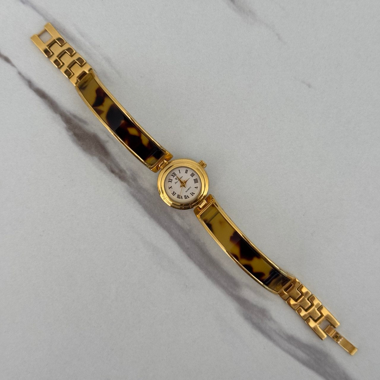 Gold/Brown Marble Mini Watch