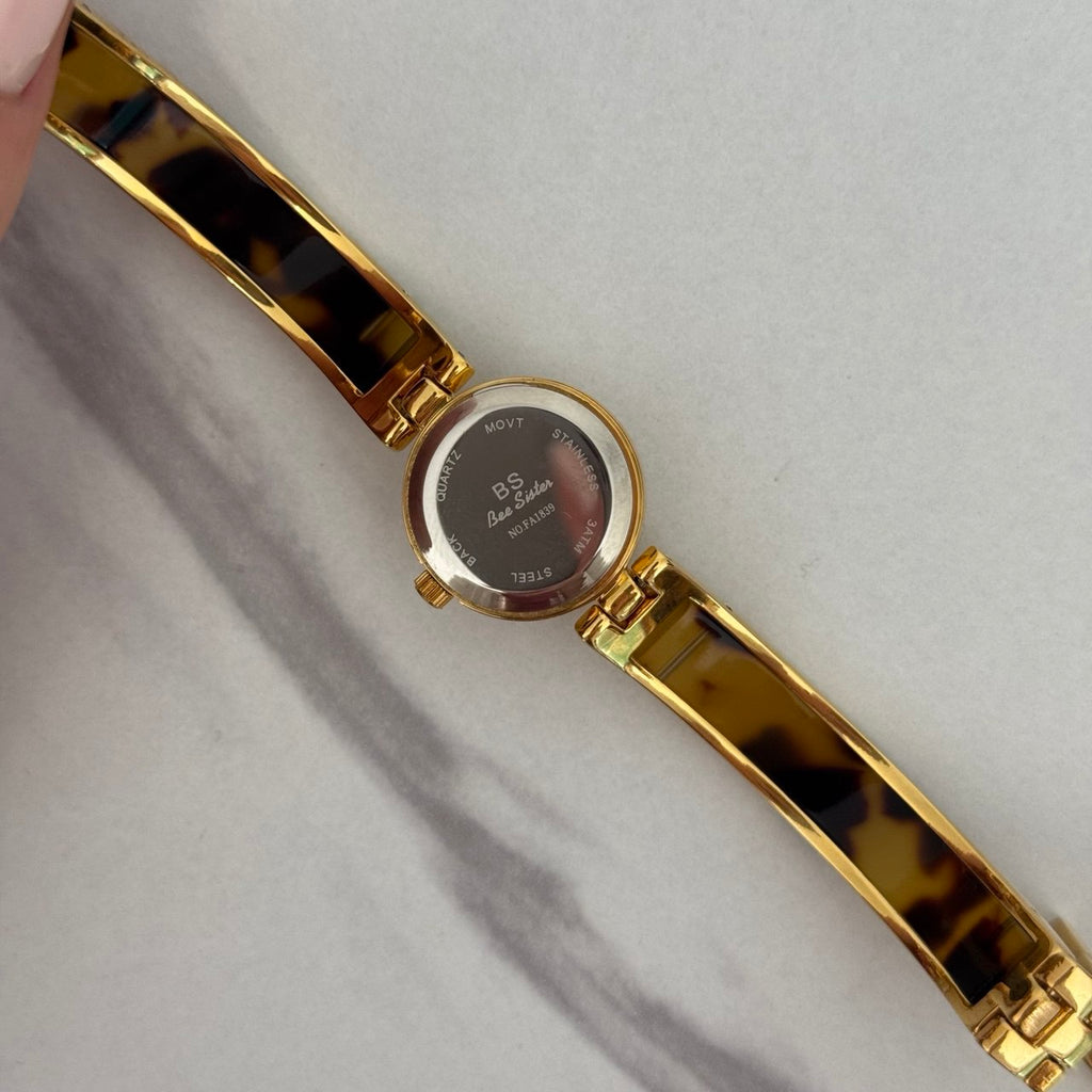 Gold/Brown Marble Mini Watch