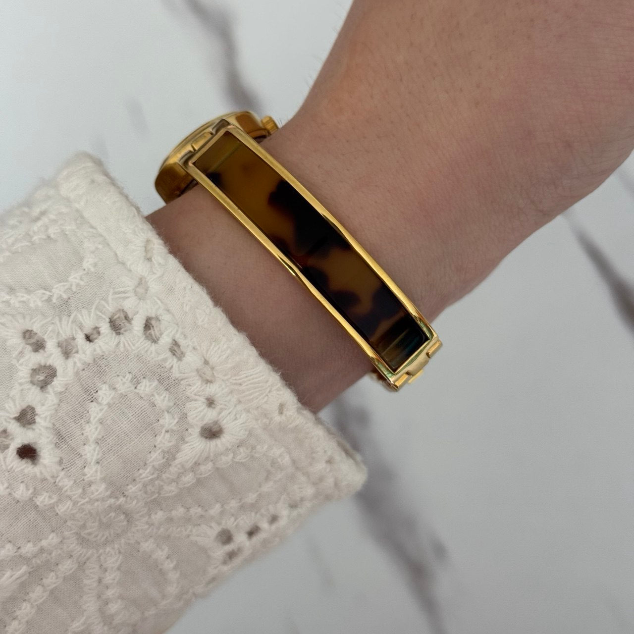 Gold/Brown Marble Mini Watch