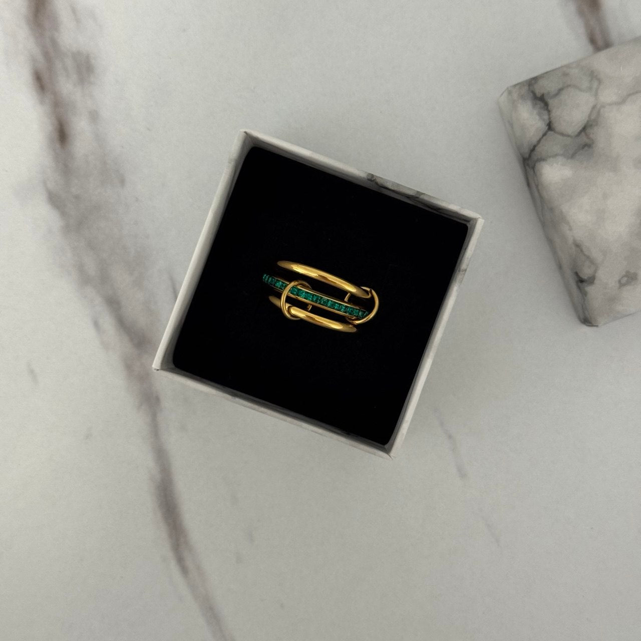 Gold Green Zircon Stone Ring