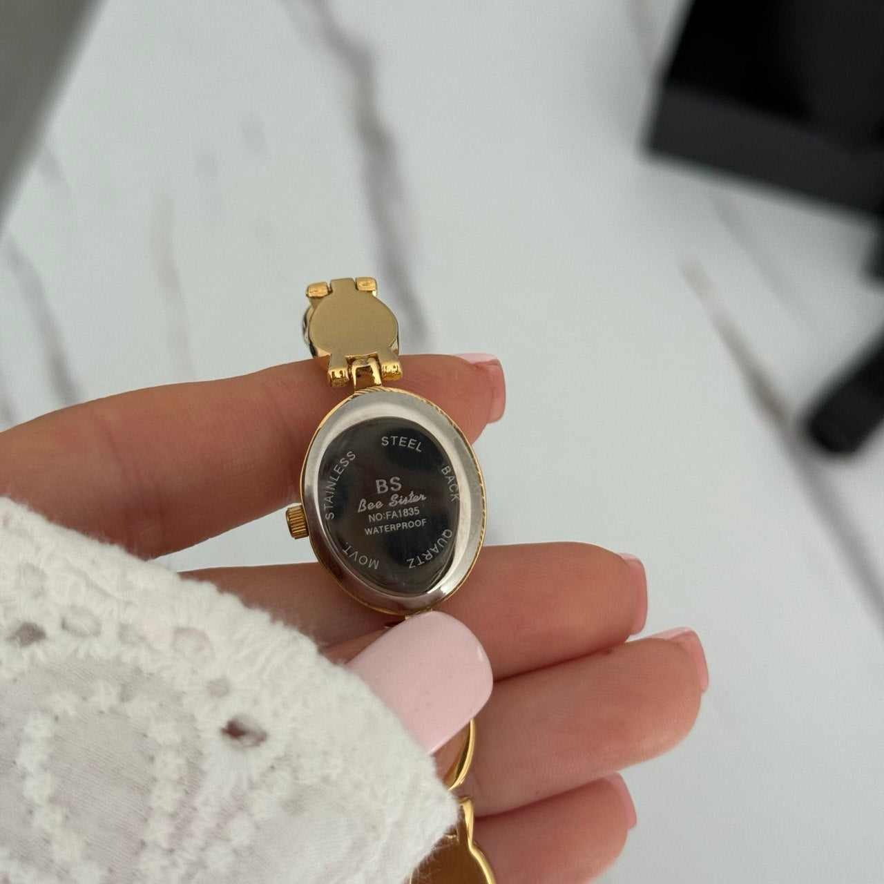 Watch Gold/Green Stones Bracelet