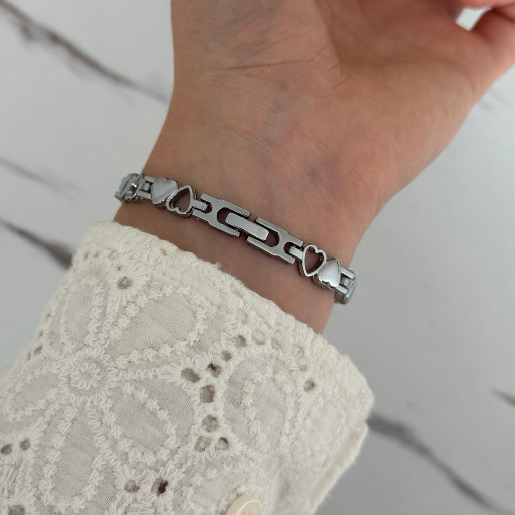 Silver/Red Watch Heart Charm