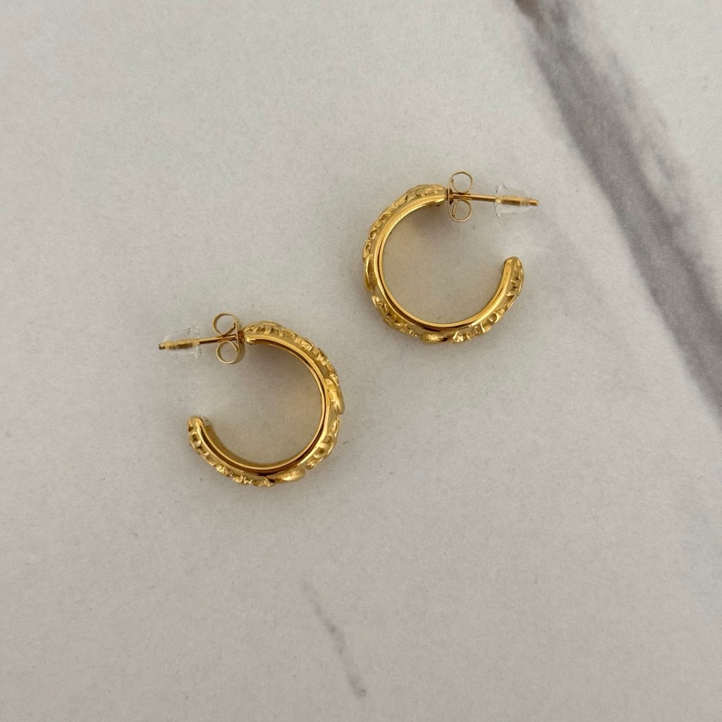 Gold Sun/Moon Zircon Stone Earrings