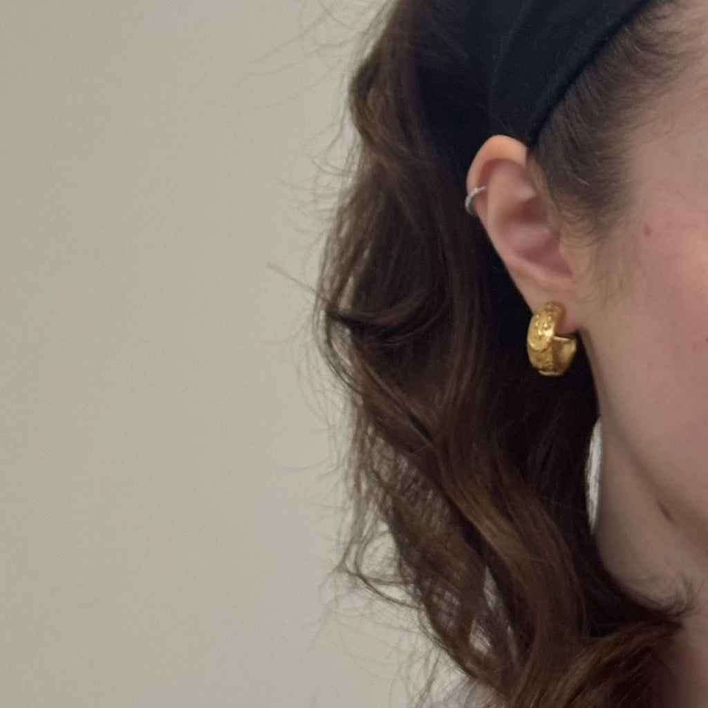 Gold Sun/Moon Zircon Stone Earrings