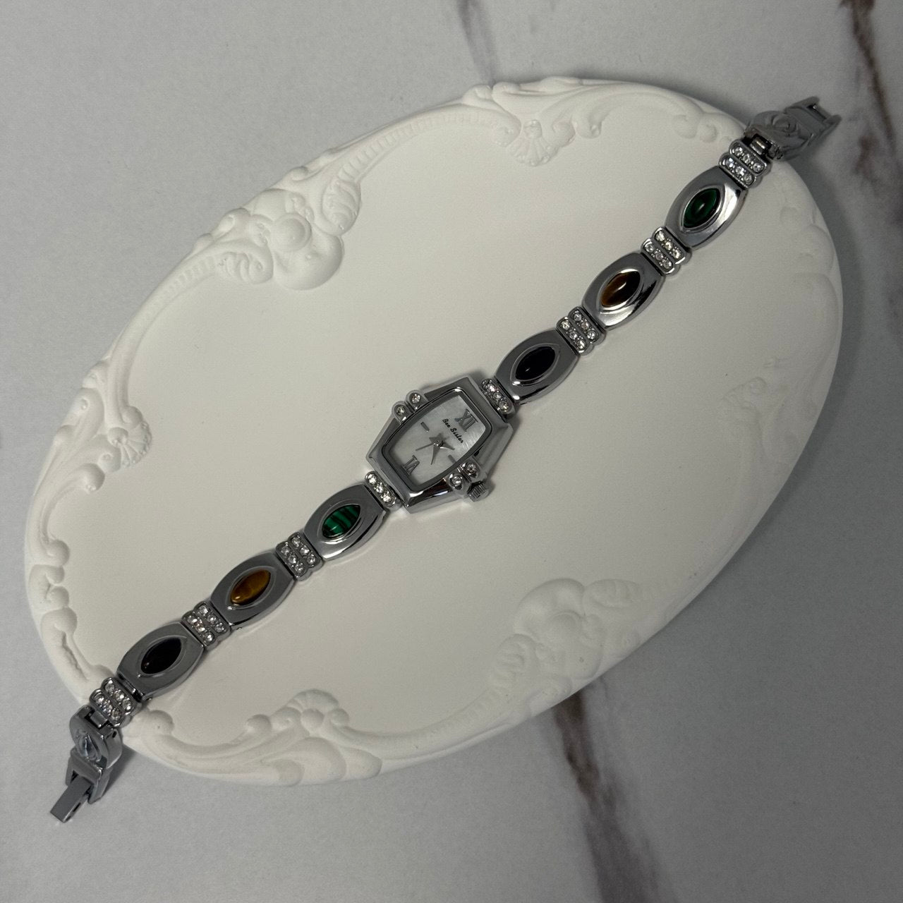 Silver Multicolour Stones Watch