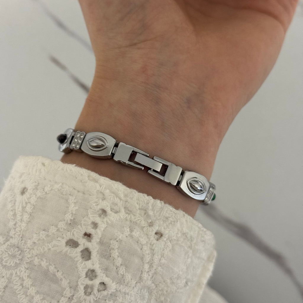 Silver Multicolour Stones Watch