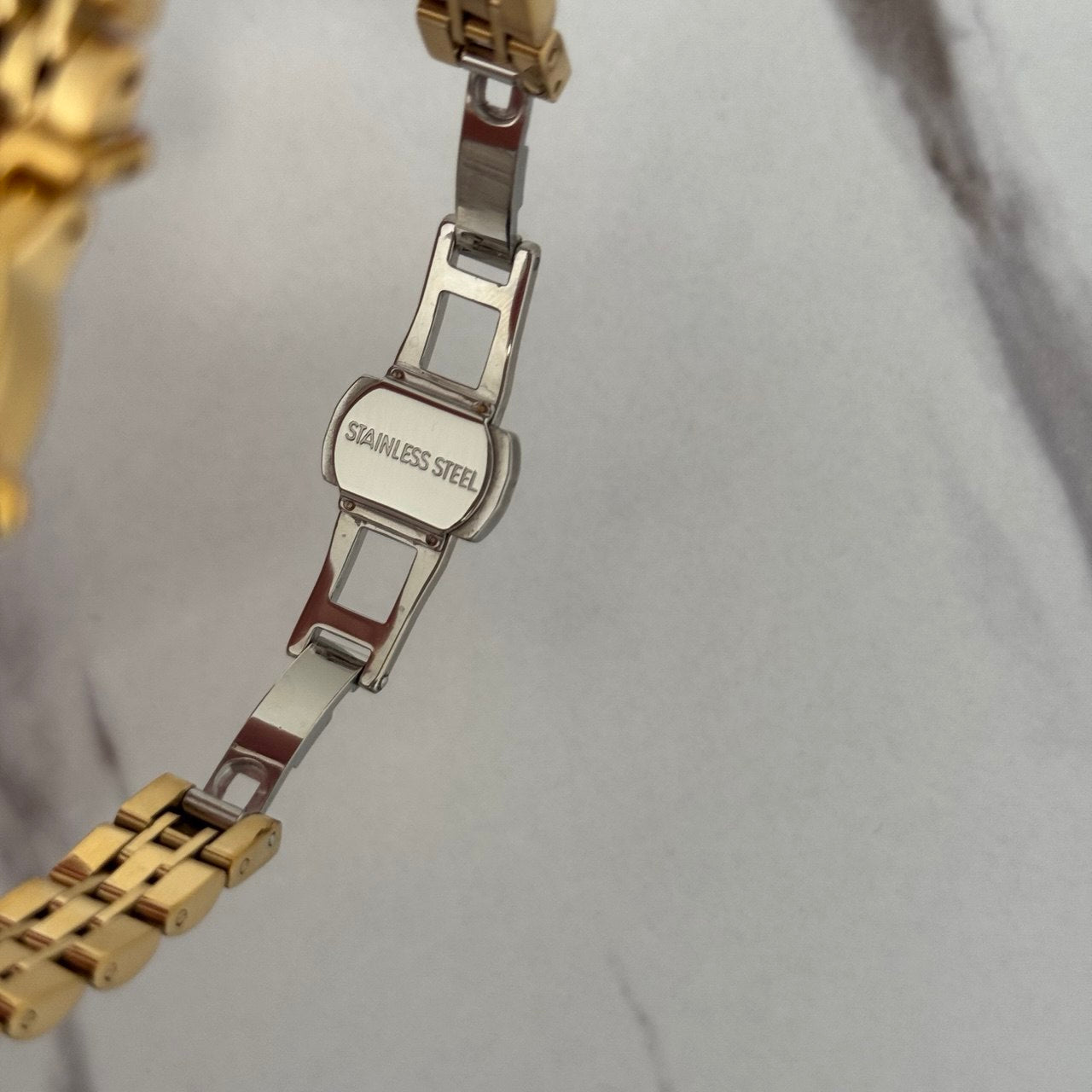 Gold/Burgundy Watch Bracelet
