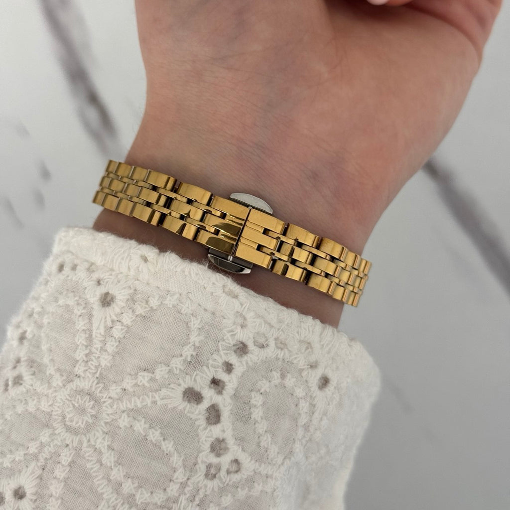 Gold/Burgundy Watch Bracelet