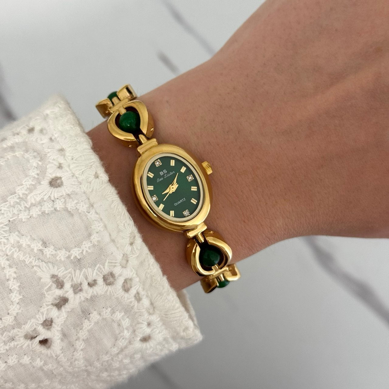 Gold/Green Watch Bracelet