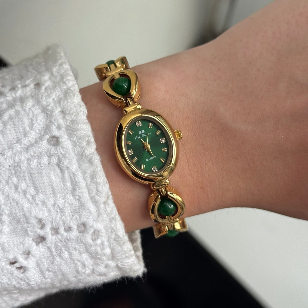 Gold/Green Watch Bracelet