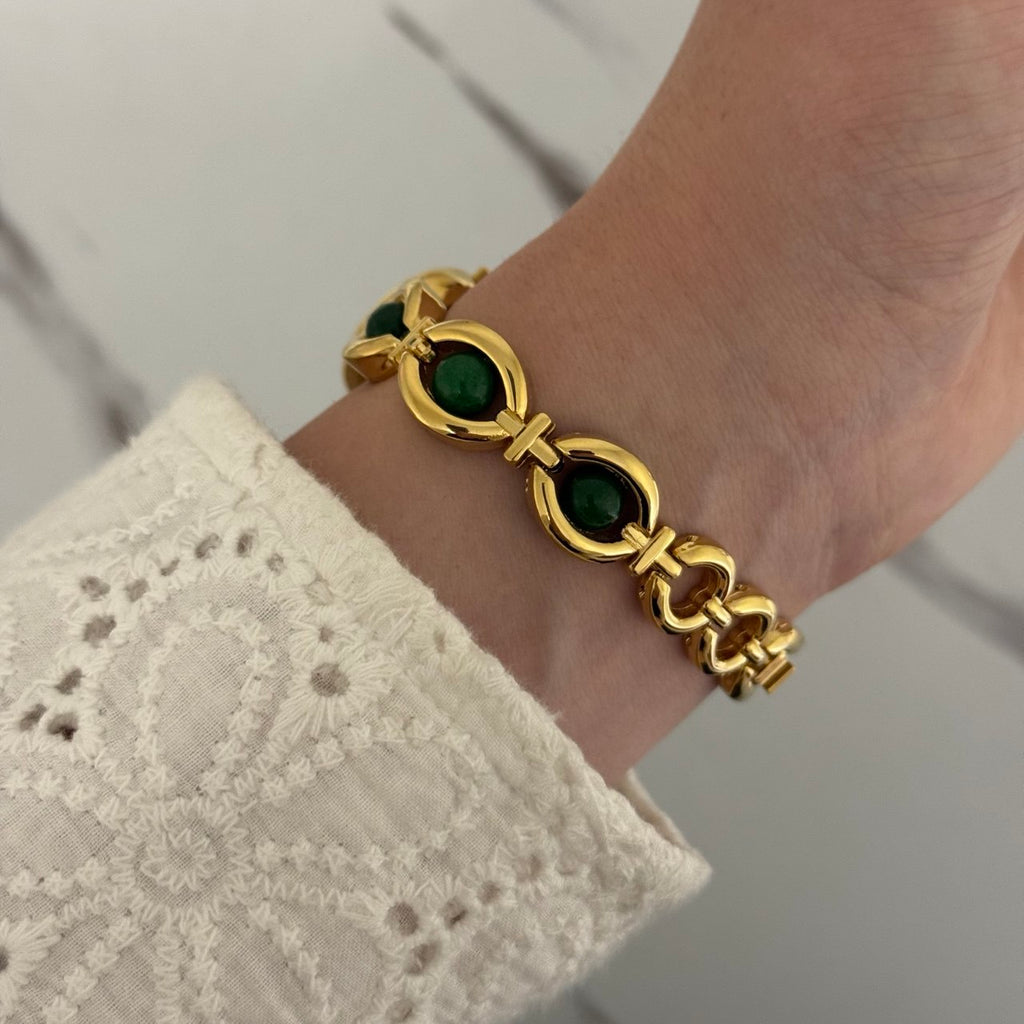 Gold/Green Watch Bracelet