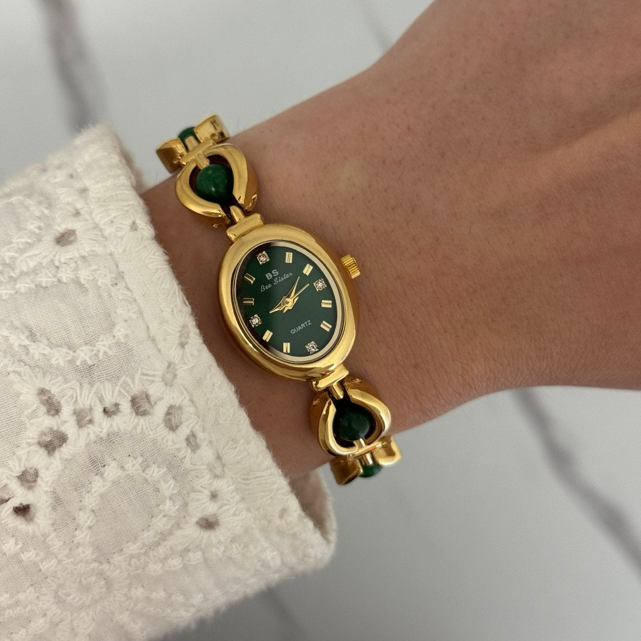 Gold/Green Watch Bracelet