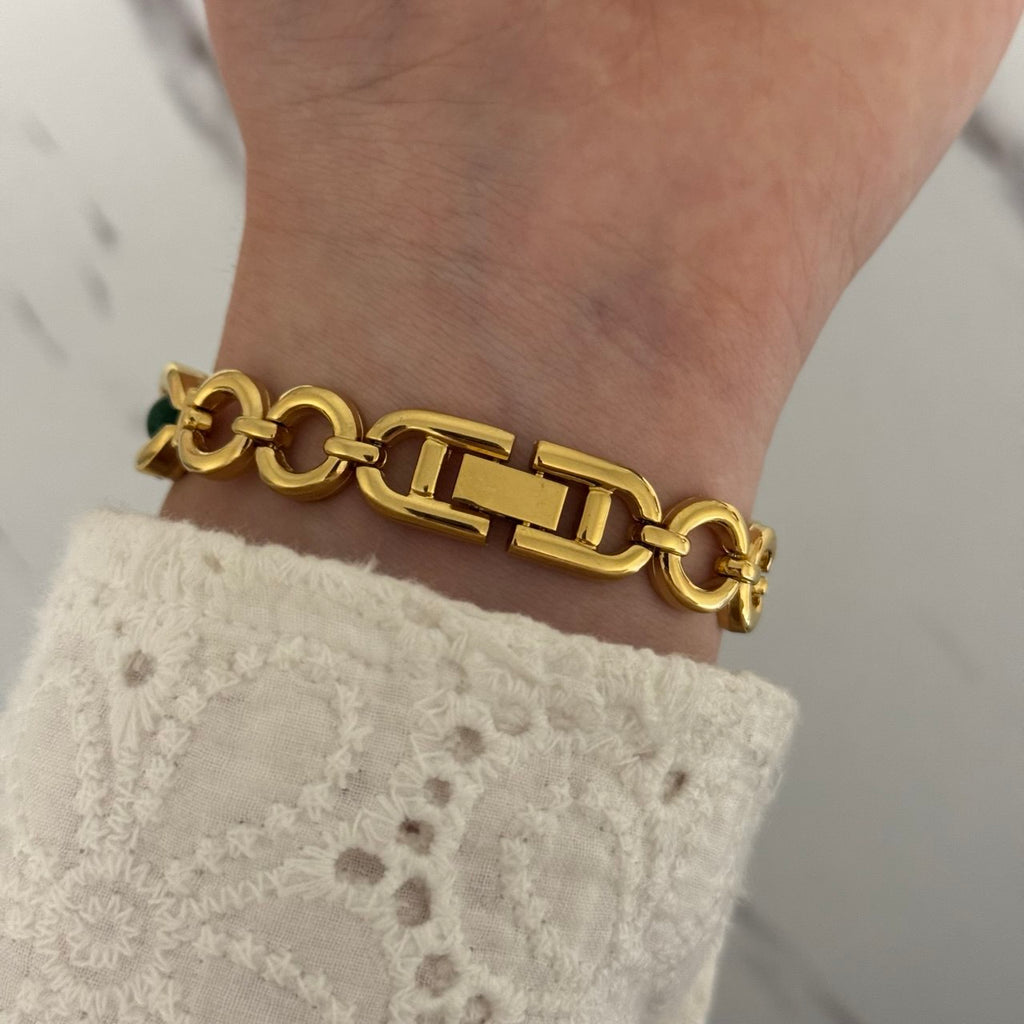 Gold/Green Watch Bracelet