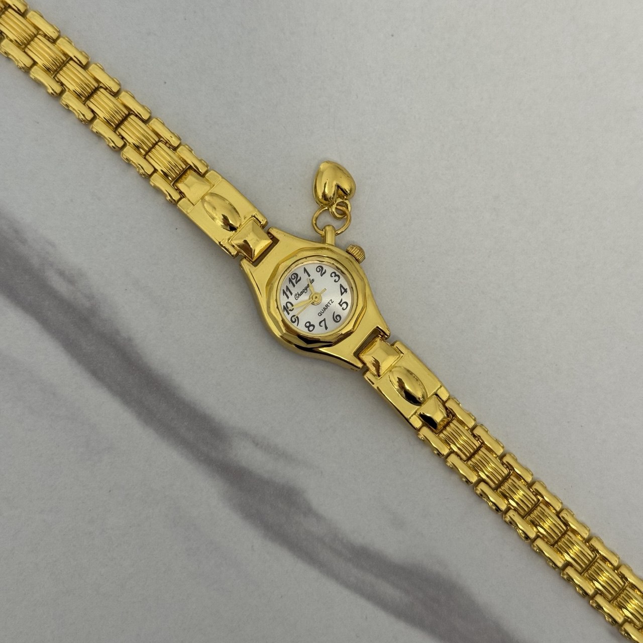 Vintage Gold Silver watch Heart Charm