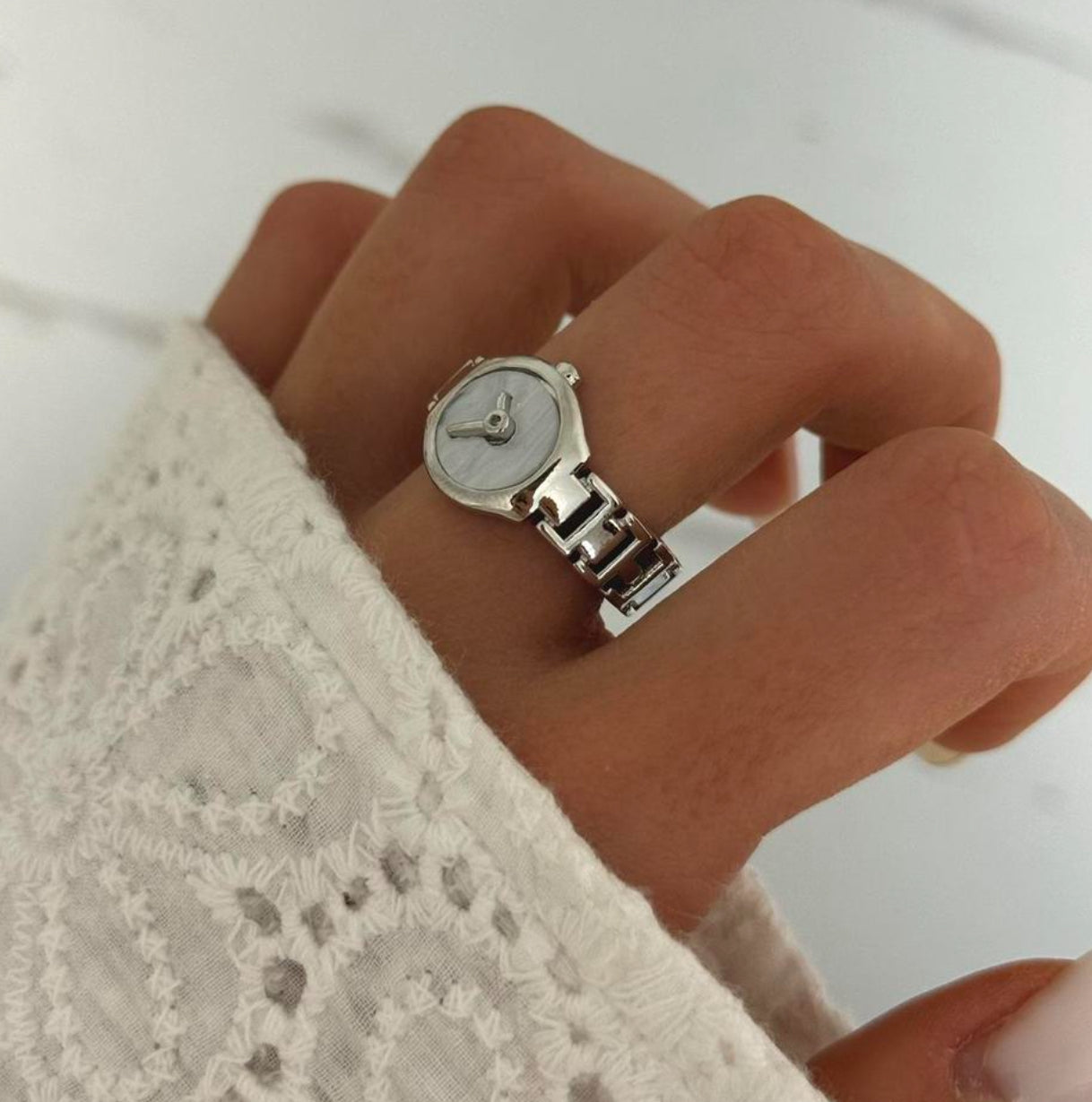 Silver Tone Watch Ring