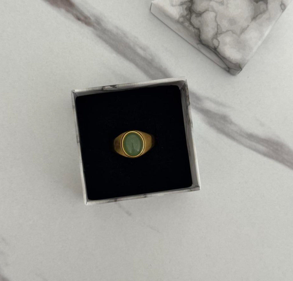 Gold Ring Green Stone