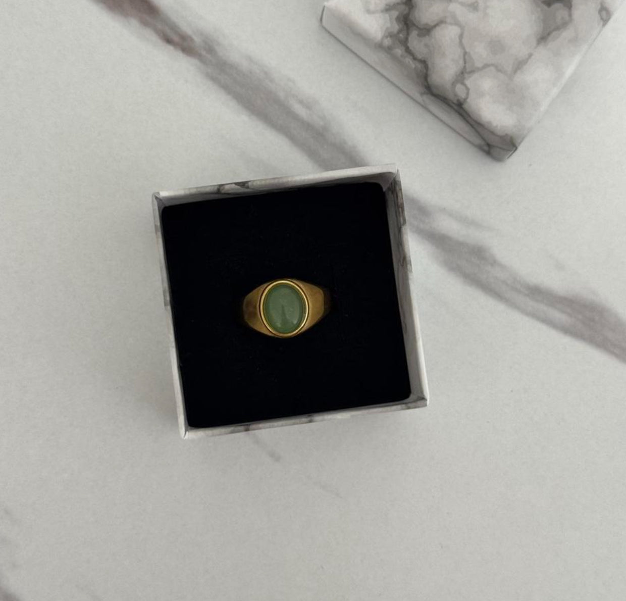 Gold Ring Green Stone