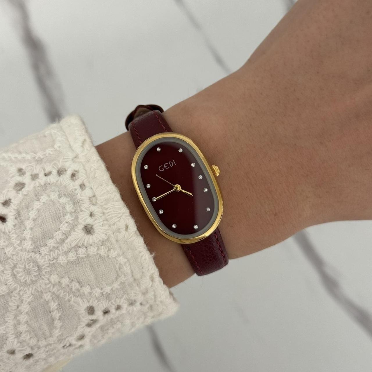 Retro Burgundy/Gold Watch