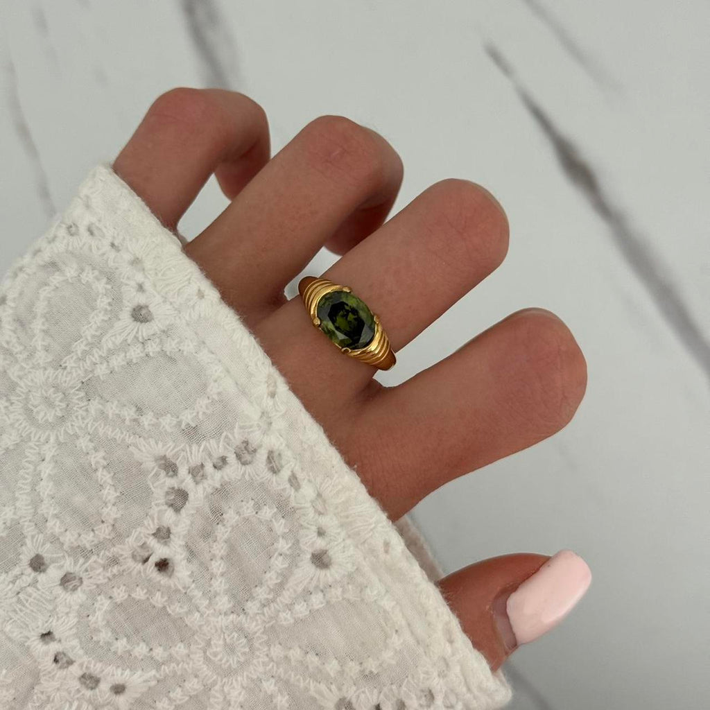 Vintage Vibe Green Zircon Stone Ring