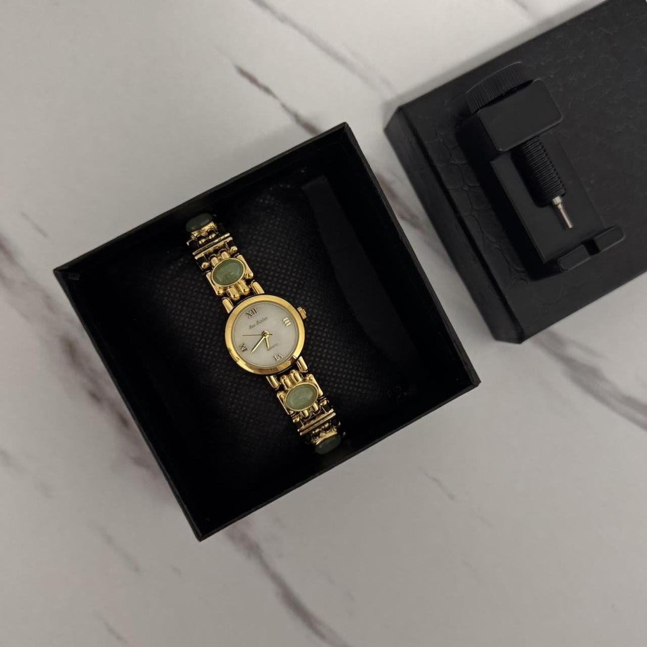 Gold/Green Stones Watch