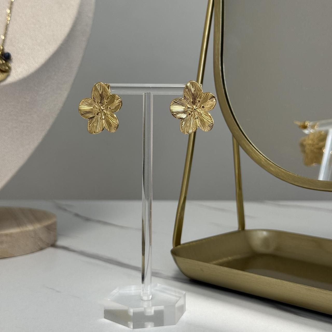 Delicate Golden Floral Earrings