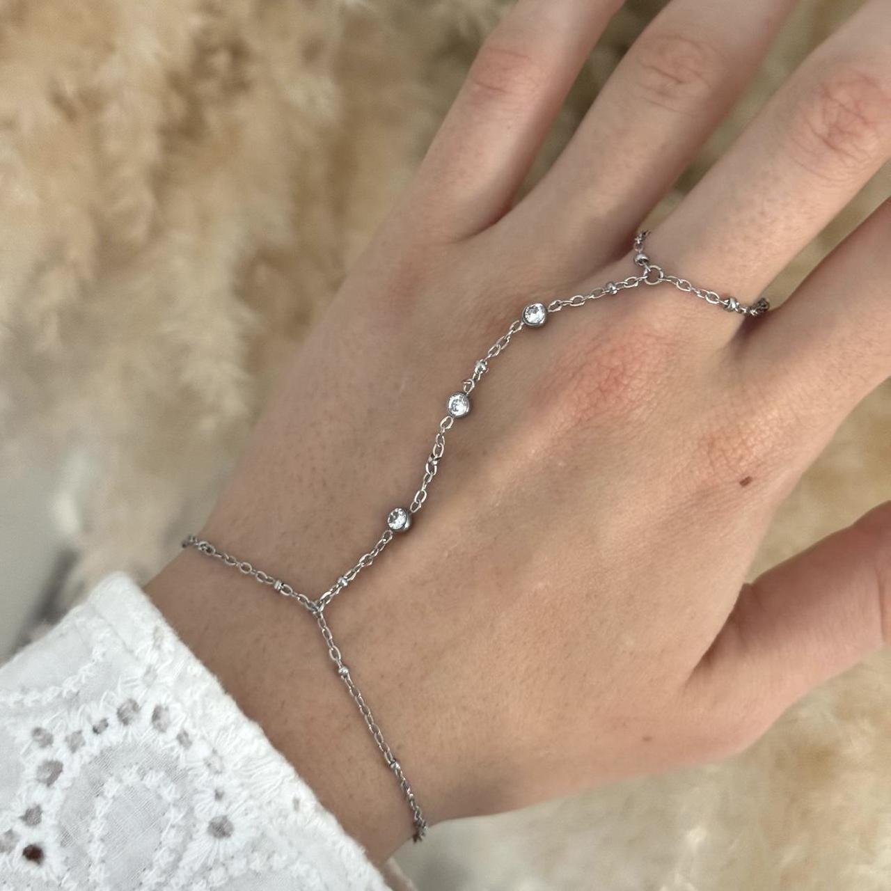 Silver Tone Chain Ring Bracelet