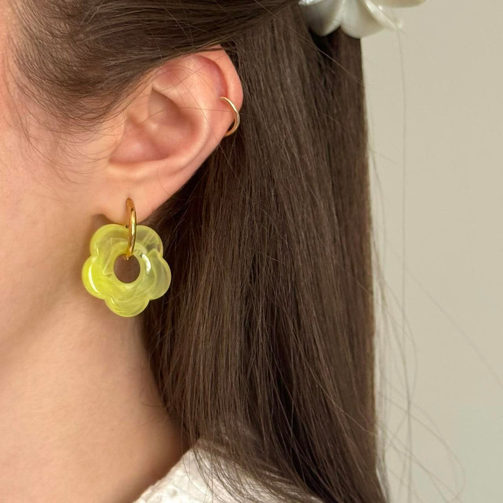 Gold/Green Hoop Earrings