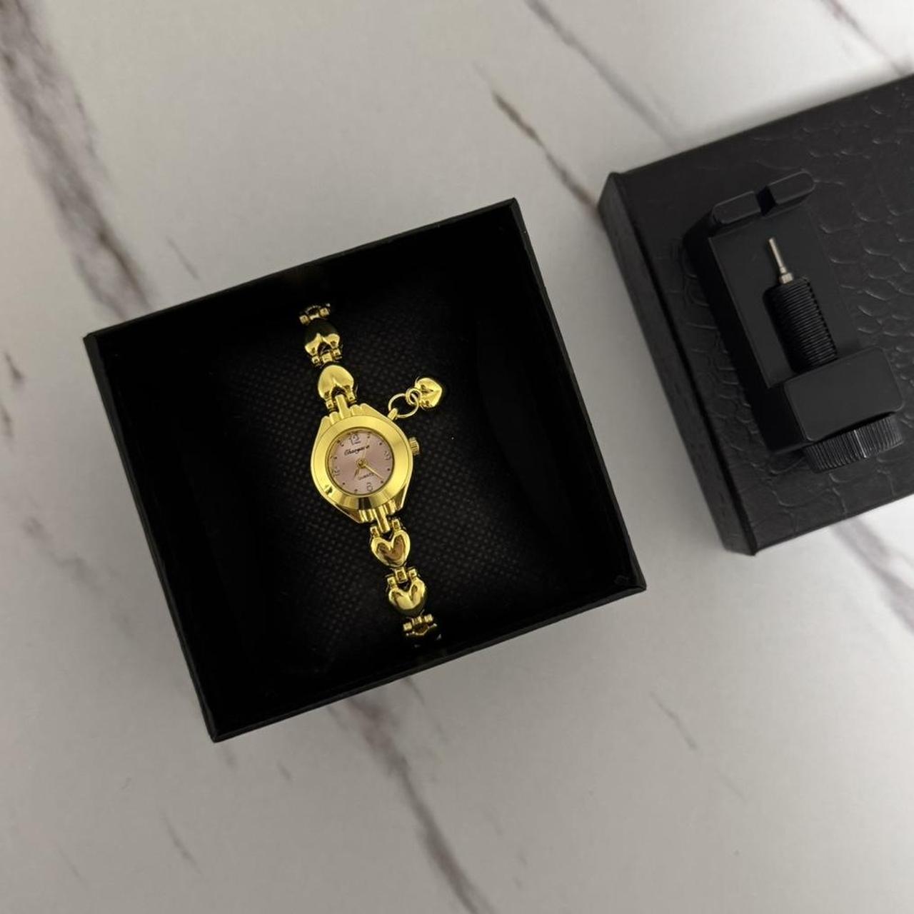 Gold/Pink Mini Watch heart Charm