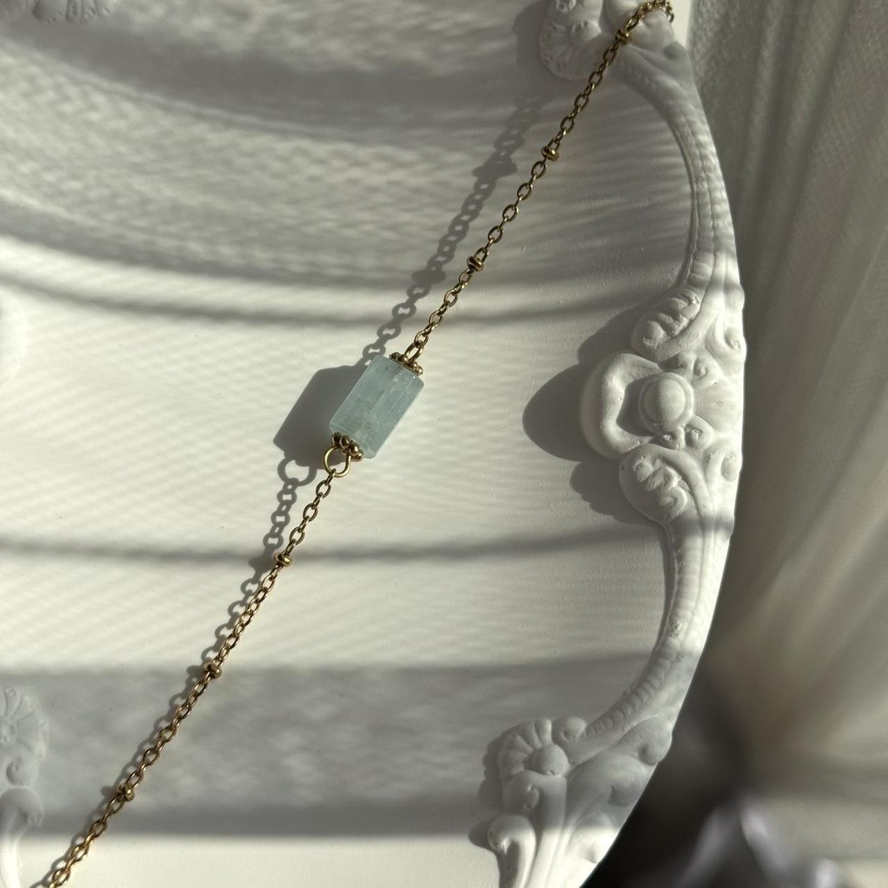 Gold/Sky Blue Aquamarine Stone Bracelet