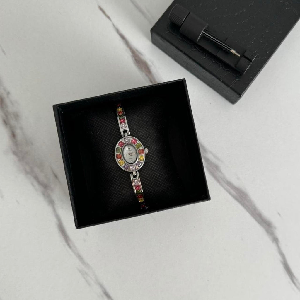 Watch multicoloured zircon stone