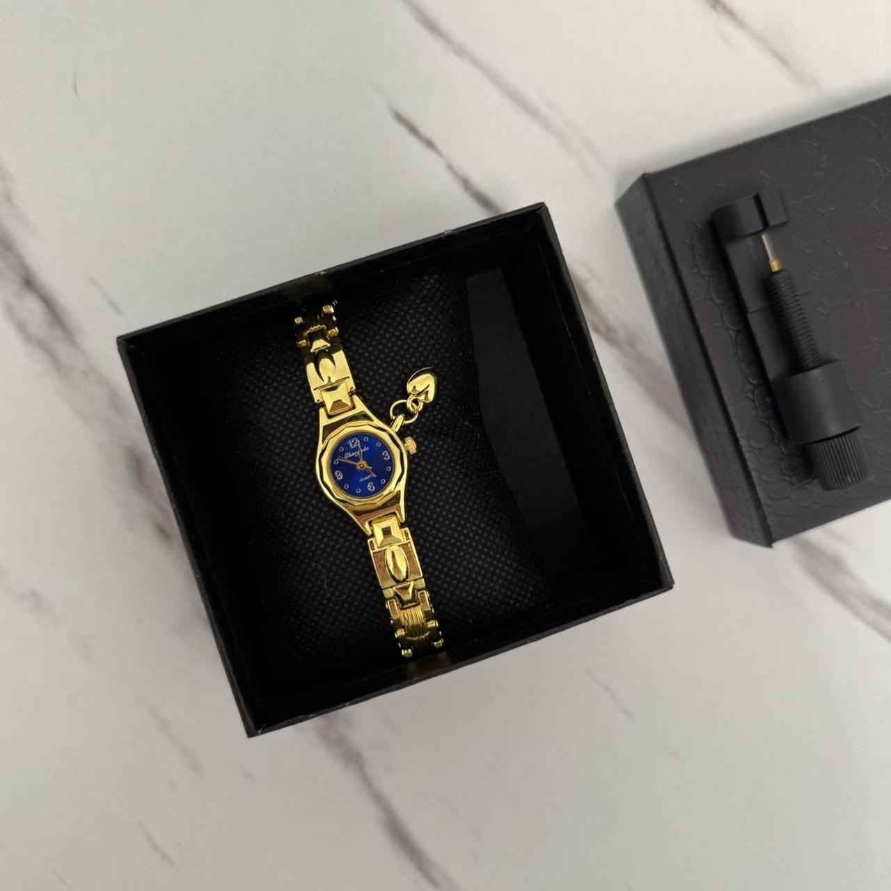 Gold/Blue Mini Watch Heart Charm