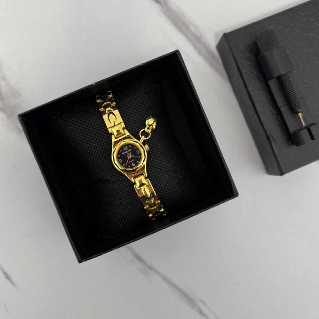 Gold/Black mini Watch Heart Charm