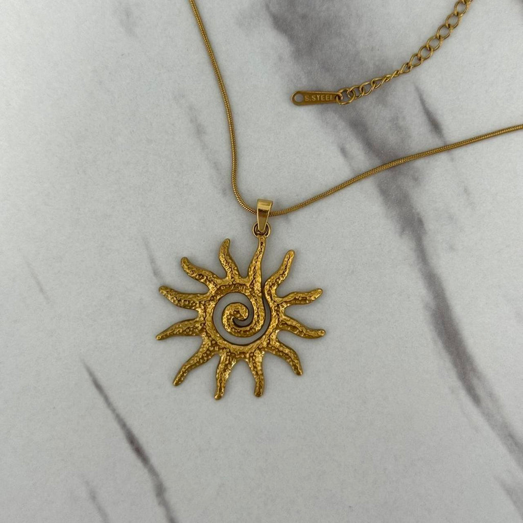 Gold Sun Pedant Necklace