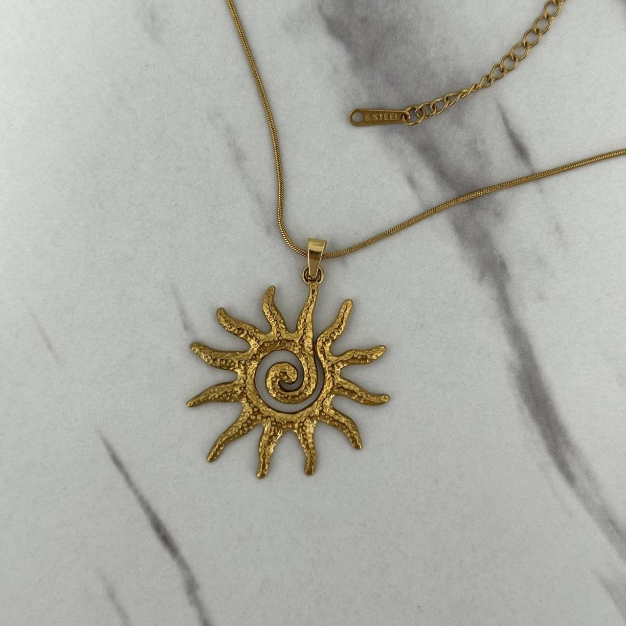 Gold Sun Pedant Necklace